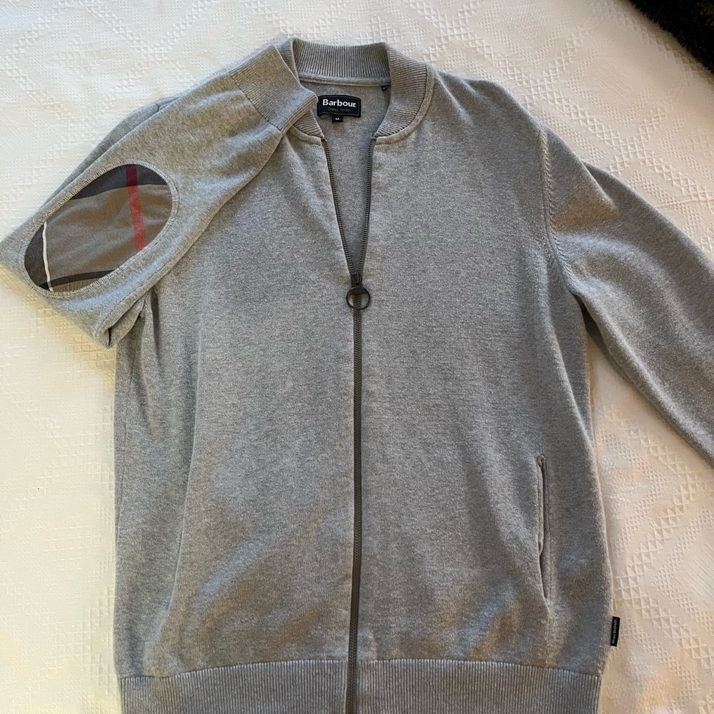 Barbour Men's Cardigan Sweater Grey MEDIUM